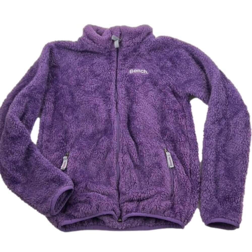 Girls Bench Purple Teddy Sherpa Fleece Zip Up Front Pocket Sweater  Jacket